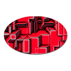 Background With Red Texture Blocks Oval Magnet by Amaryn4rt