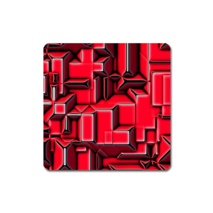 Background With Red Texture Blocks Square Magnet