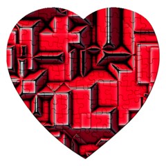 Background With Red Texture Blocks Jigsaw Puzzle (heart)