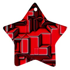 Background With Red Texture Blocks Star Ornament (two Sides) by Amaryn4rt