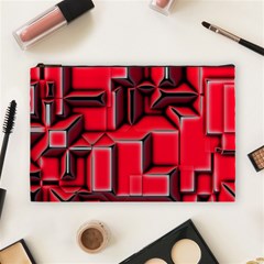 Background With Red Texture Blocks Cosmetic Bag (large)  by Amaryn4rt