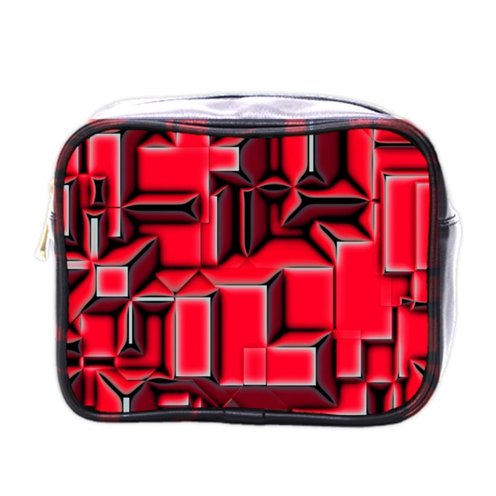 Background With Red Texture Blocks Mini Toiletries Bags