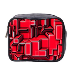 Background With Red Texture Blocks Mini Toiletries Bag 2-side by Amaryn4rt