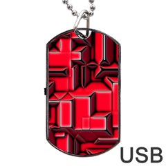 Background With Red Texture Blocks Dog Tag Usb Flash (two Sides) by Amaryn4rt