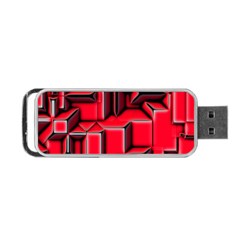 Background With Red Texture Blocks Portable Usb Flash (one Side) by Amaryn4rt