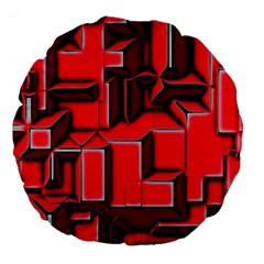 Background With Red Texture Blocks Large 18  Premium Round Cushions by Amaryn4rt