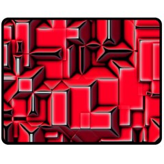 Background With Red Texture Blocks Double Sided Fleece Blanket (medium)  by Amaryn4rt