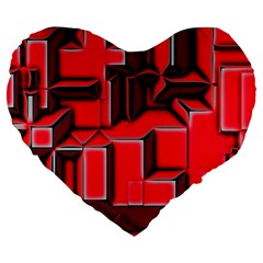 Background With Red Texture Blocks Large 19  Premium Flano Heart Shape Cushions by Amaryn4rt