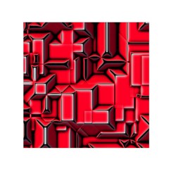 Background With Red Texture Blocks Small Satin Scarf (square) by Amaryn4rt