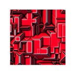 Background With Red Texture Blocks Small Satin Scarf (Square) Front