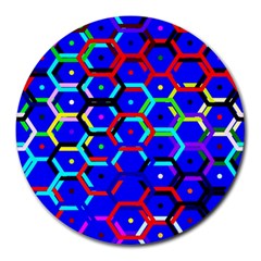 Blue Bee Hive Pattern Round Mousepads by Amaryn4rt