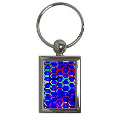 Blue Bee Hive Pattern Key Chains (rectangle)  by Amaryn4rt