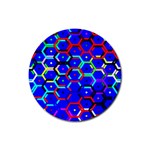 Blue Bee Hive Pattern Rubber Round Coaster (4 pack)  Front