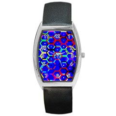 Blue Bee Hive Pattern Barrel Style Metal Watch by Amaryn4rt