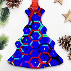 Blue Bee Hive Pattern Christmas Tree Ornament (two Sides)