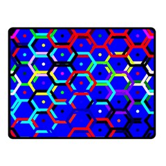 Blue Bee Hive Pattern Double Sided Fleece Blanket (small) 