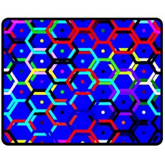 Blue Bee Hive Pattern Double Sided Fleece Blanket (medium) 