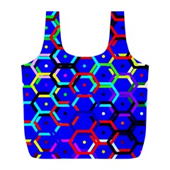 Blue Bee Hive Pattern Full Print Recycle Bags (l)  by Amaryn4rt