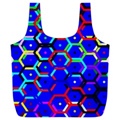 Blue Bee Hive Pattern Full Print Recycle Bags (l)  by Amaryn4rt