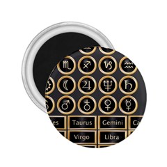 Black And Gold Buttons And Bars Depicting The Signs Of The Astrology Symbols 2 25  Magnets by Amaryn4rt