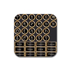 Black And Gold Buttons And Bars Depicting The Signs Of The Astrology Symbols Rubber Coaster (square)  by Amaryn4rt