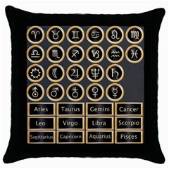 Black And Gold Buttons And Bars Depicting The Signs Of The Astrology Symbols Throw Pillow Case (black) by Amaryn4rt