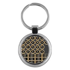 Black And Gold Buttons And Bars Depicting The Signs Of The Astrology Symbols Key Chains (round)  by Amaryn4rt