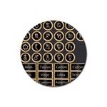 Black And Gold Buttons And Bars Depicting The Signs Of The Astrology Symbols Rubber Coaster (Round)  Front