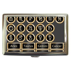 Black And Gold Buttons And Bars Depicting The Signs Of The Astrology Symbols Cigarette Money Cases by Amaryn4rt