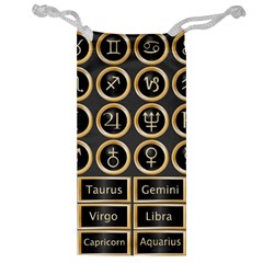 Black And Gold Buttons And Bars Depicting The Signs Of The Astrology Symbols Jewelry Bag by Amaryn4rt