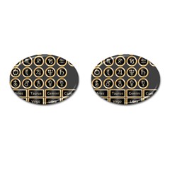 Black And Gold Buttons And Bars Depicting The Signs Of The Astrology Symbols Cufflinks (oval) by Amaryn4rt