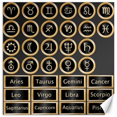 Black And Gold Buttons And Bars Depicting The Signs Of The Astrology Symbols Canvas 12  X 12   by Amaryn4rt