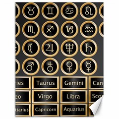 Black And Gold Buttons And Bars Depicting The Signs Of The Astrology Symbols Canvas 12  X 16   by Amaryn4rt