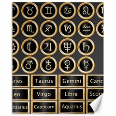 Black And Gold Buttons And Bars Depicting The Signs Of The Astrology Symbols Canvas 16  X 20   by Amaryn4rt