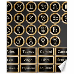 Black And Gold Buttons And Bars Depicting The Signs Of The Astrology Symbols Canvas 20  X 24   by Amaryn4rt