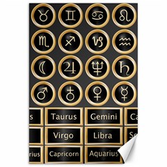 Black And Gold Buttons And Bars Depicting The Signs Of The Astrology Symbols Canvas 20  X 30   by Amaryn4rt