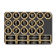 Black And Gold Buttons And Bars Depicting The Signs Of The Astrology Symbols Small Doormat  by Amaryn4rt