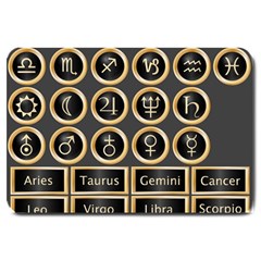 Black And Gold Buttons And Bars Depicting The Signs Of The Astrology Symbols Large Doormat  by Amaryn4rt