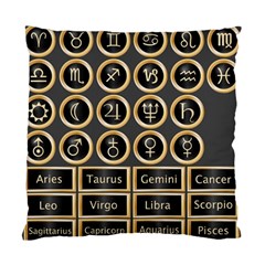 Black And Gold Buttons And Bars Depicting The Signs Of The Astrology Symbols Standard Cushion Case (two Sides)