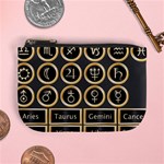 Black And Gold Buttons And Bars Depicting The Signs Of The Astrology Symbols Mini Coin Purses Front