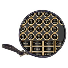 Black And Gold Buttons And Bars Depicting The Signs Of The Astrology Symbols Classic 20-cd Wallets by Amaryn4rt