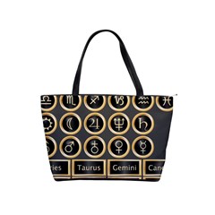 Black And Gold Buttons And Bars Depicting The Signs Of The Astrology Symbols Shoulder Handbags by Amaryn4rt