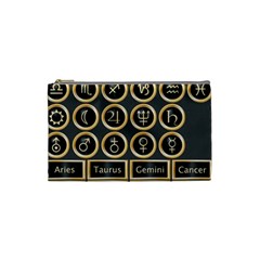 Black And Gold Buttons And Bars Depicting The Signs Of The Astrology Symbols Cosmetic Bag (small)  by Amaryn4rt