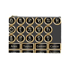 Black And Gold Buttons And Bars Depicting The Signs Of The Astrology Symbols Cosmetic Bag (large)  by Amaryn4rt