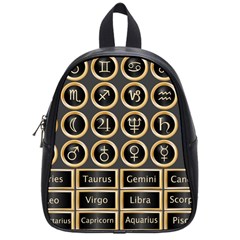 Black And Gold Buttons And Bars Depicting The Signs Of The Astrology Symbols School Bags (small)  by Amaryn4rt