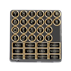 Black And Gold Buttons And Bars Depicting The Signs Of The Astrology Symbols Memory Card Reader (square) by Amaryn4rt