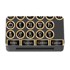 Black And Gold Buttons And Bars Depicting The Signs Of The Astrology Symbols Memory Card Reader With Cf by Amaryn4rt