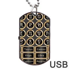 Black And Gold Buttons And Bars Depicting The Signs Of The Astrology Symbols Dog Tag Usb Flash (one Side) by Amaryn4rt