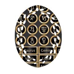 Black And Gold Buttons And Bars Depicting The Signs Of The Astrology Symbols Oval Filigree Ornament (two Sides) by Amaryn4rt