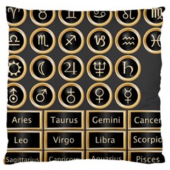 Black And Gold Buttons And Bars Depicting The Signs Of The Astrology Symbols Large Cushion Case (two Sides)